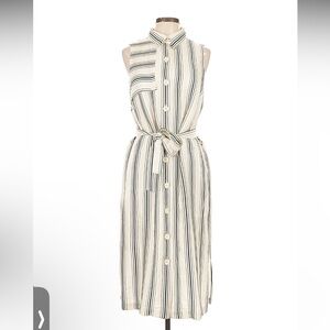 Anthropologie Black and White Striped Midi Dress